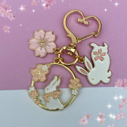 heart keyring clip phone case charm anime sakura bunny flower