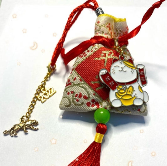 Lucky Waving Cat Chinese pendant bags Maneki Neko scented travel success  bag accessory