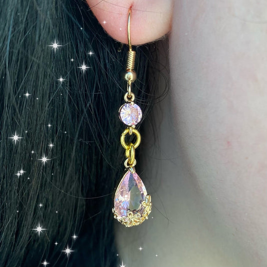 Sakura earrings blossom magic glass crystal dangle fairy princess  Asian wedding