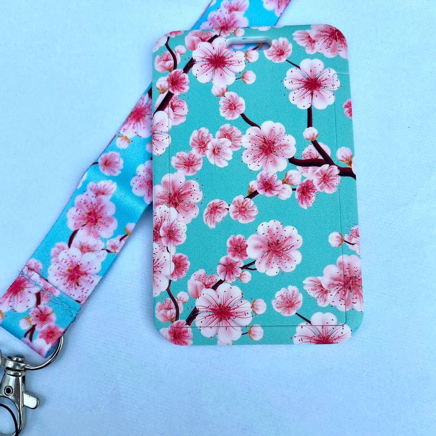 Kawaii ID badge holder sakura cherry blossom keyring credit card bus bank student bus pass lanyard case uni school campus travel anime
