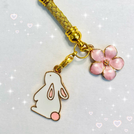 Phone charm anime bunny moon sakura smart hanger switch lanyard blossom