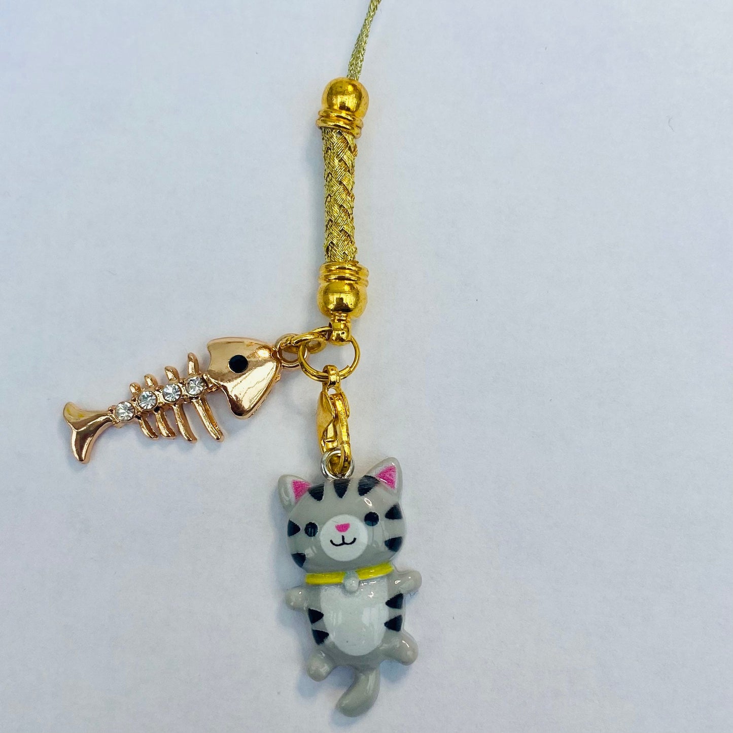 Phone charm anime kawaii cute cat fish dust plug /phone hanger/ cat keyring /keychain tablet phone laptop cell lanyard pencil case zip bag