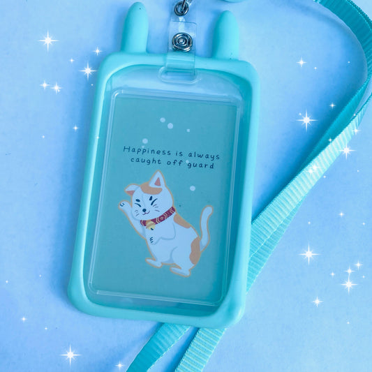 Kawaii ID badge holder travel pass anime ears bus bank card cover work card cute cat ears