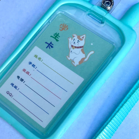 Kawaii ID badge holder travel pass anime ears bus bank card cover work card cute cat ears