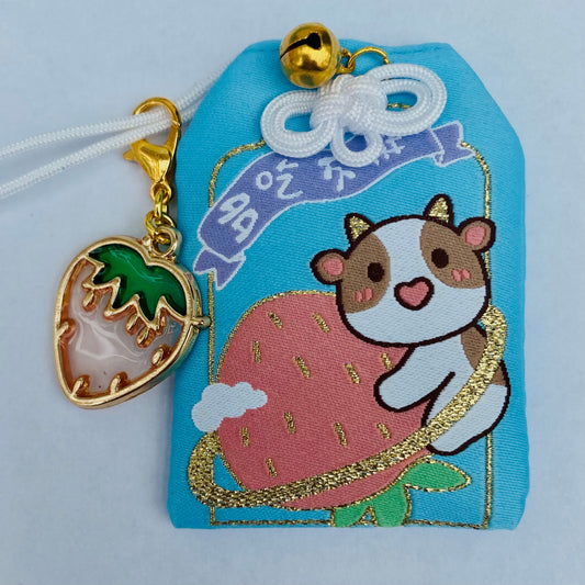 Japanese lucky kawaii omamori amulet silk pendant bags phone charm cow zodiac strawberry Chinese animal safe travel anime bag safety