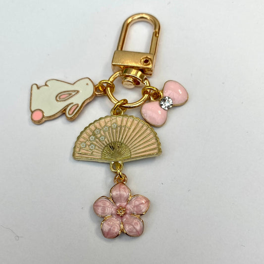 Kawaii anime moon bunny keyring fan cherry blossom phone charm bag keychain