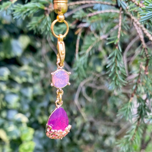 Phone charm deep pink sakura crystal gems glass magical cosplay castle japanese
