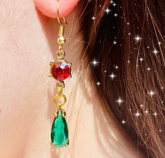 green red gemstone howls gold dangle earrings moving castle claw setting gems