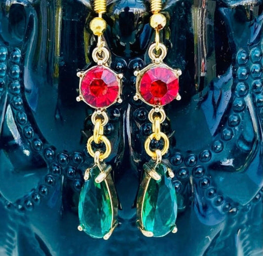 green red gemstone howls gold dangle earrings moving castle claw setting gems gold