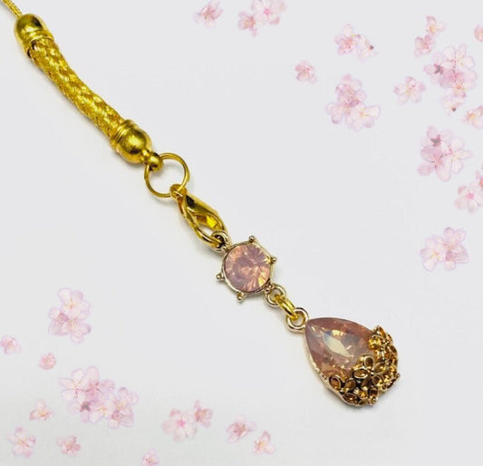 Sakura phone charm rope cherry blossom crystal rose pink crystal glass gems castle