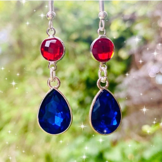 Anime blue red gem howls earrings dangle drop silver hooks