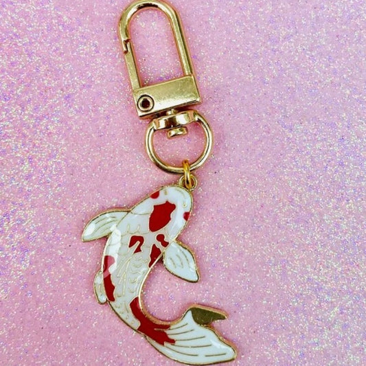 Keyring phone charm pod case clip Japanese style koi fish clip