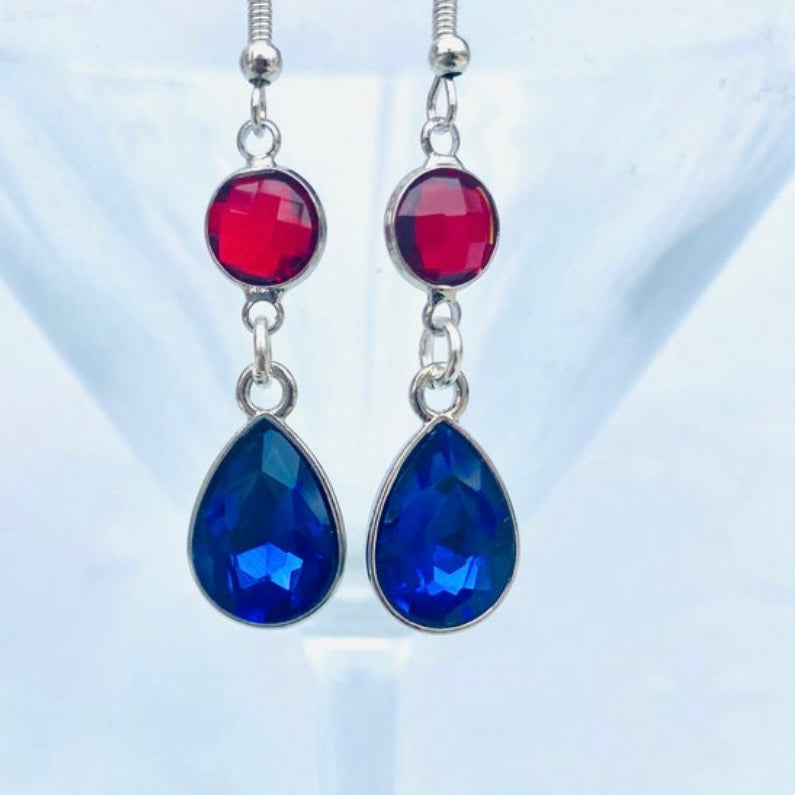 Anime blue red gem howls earrings dangle silver plated hooks