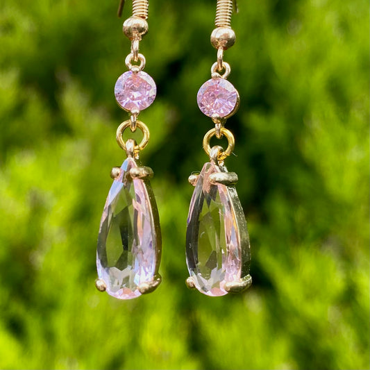Sakura kawaii pink sparkle earrings glass crystal style anime dangle drop earrings