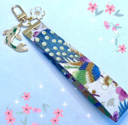 Lucky kawaii Japanese key fob wrist strap koi fish lanyard