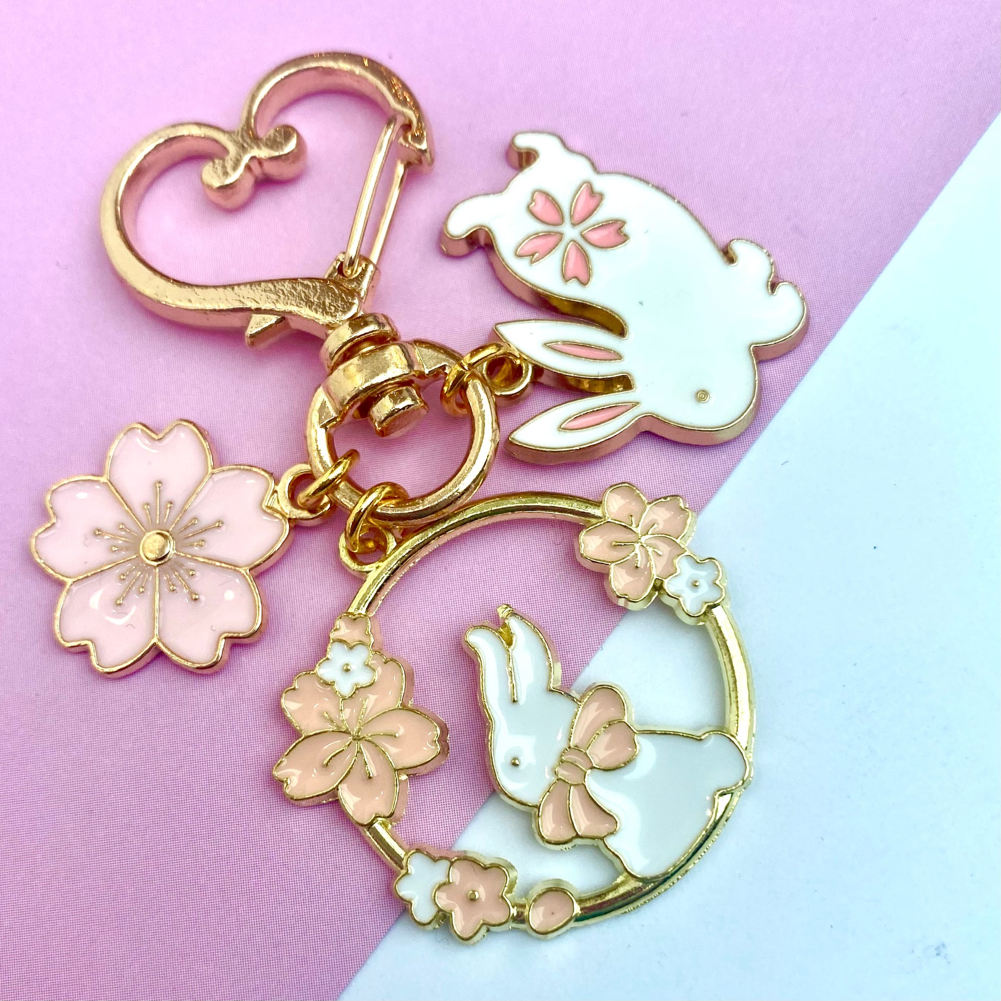 heart clip option heart clip keyring phone case charm sakura bunny flower