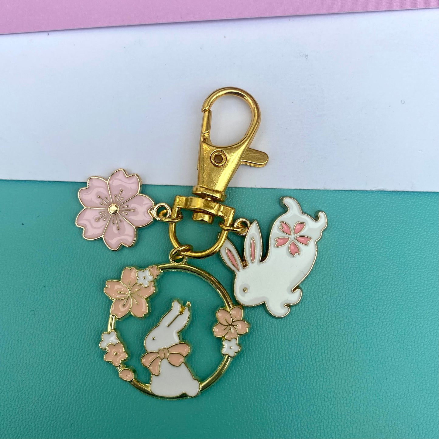 lobster clip option heart clip keyring phone case charm sakura bunny