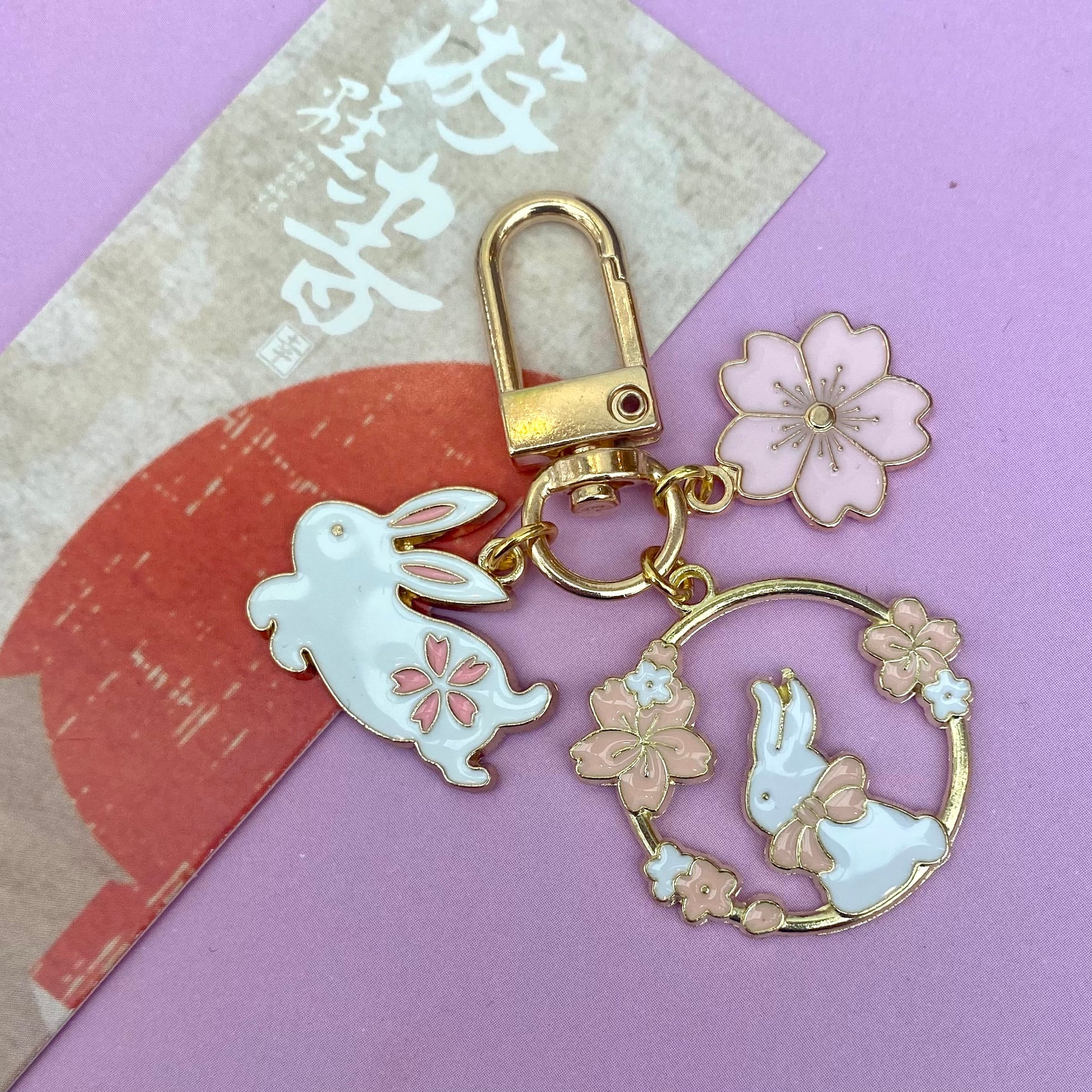 simple clip option heart clip keyring phone case charm sakura bunny 