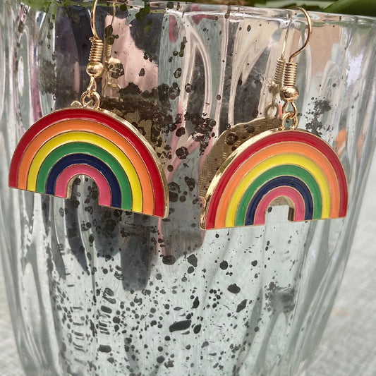 Rainbow pride enamel drop earrings lgbtq gay pride