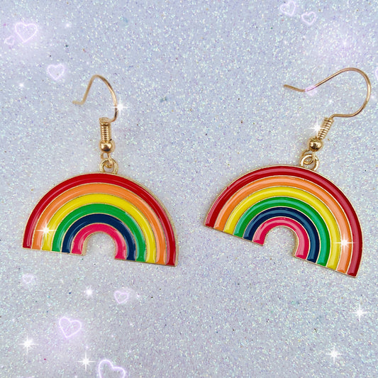 Rainbow pride enamel drop earrings lgbtq gay pride