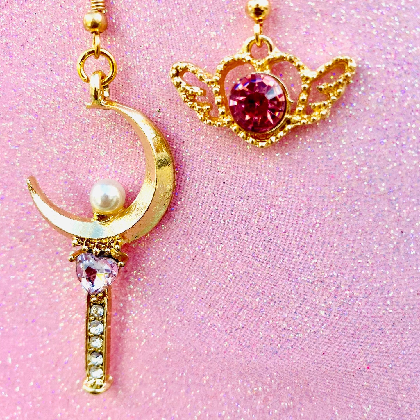 Anime anime crown heart wand moon earrings sceptre cardcaptor earrings