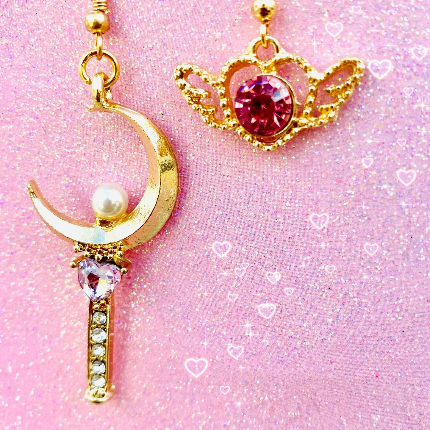 Anime anime crown heart wand moon earrings sceptre cardcaptor earrings