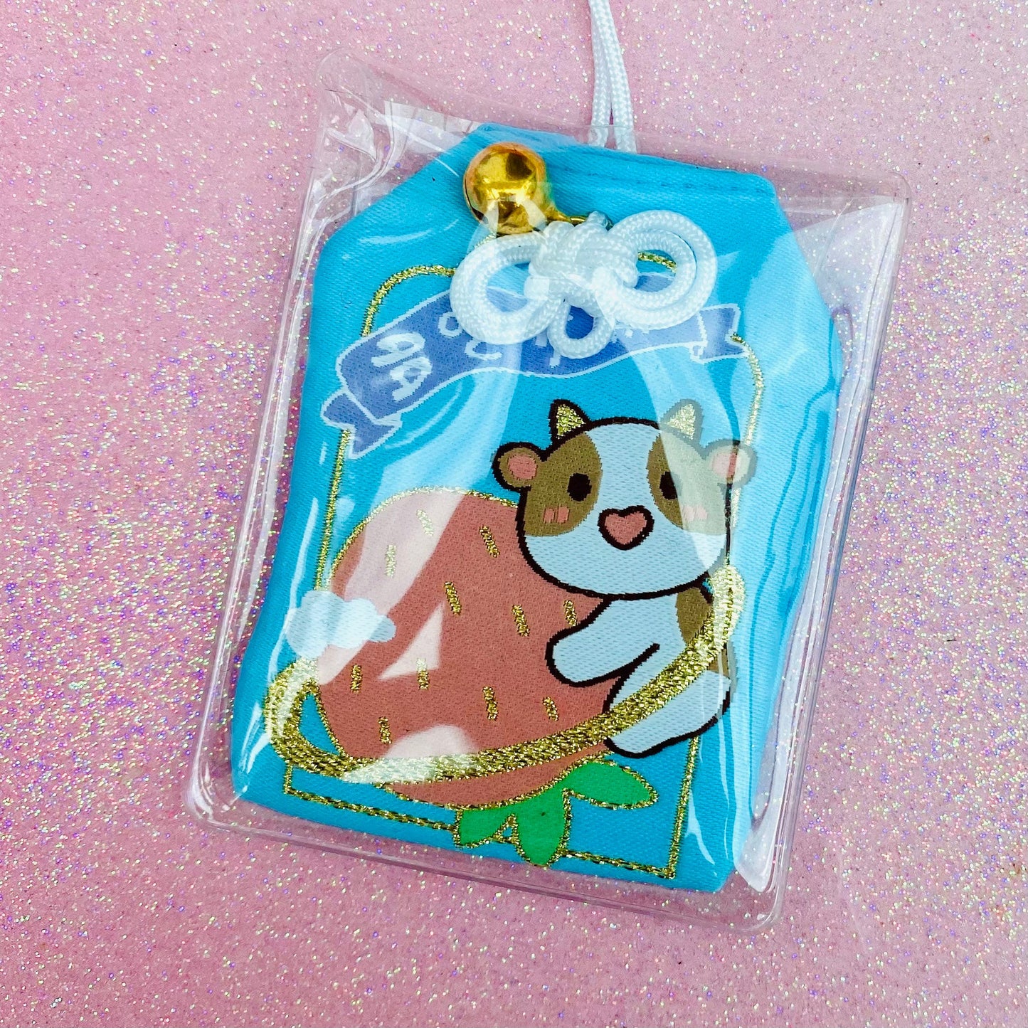 Japanese lucky kawaii omamori amulet silk pendant bags phone charm cow zodiac strawberry Chinese animal safe travel anime bag safety