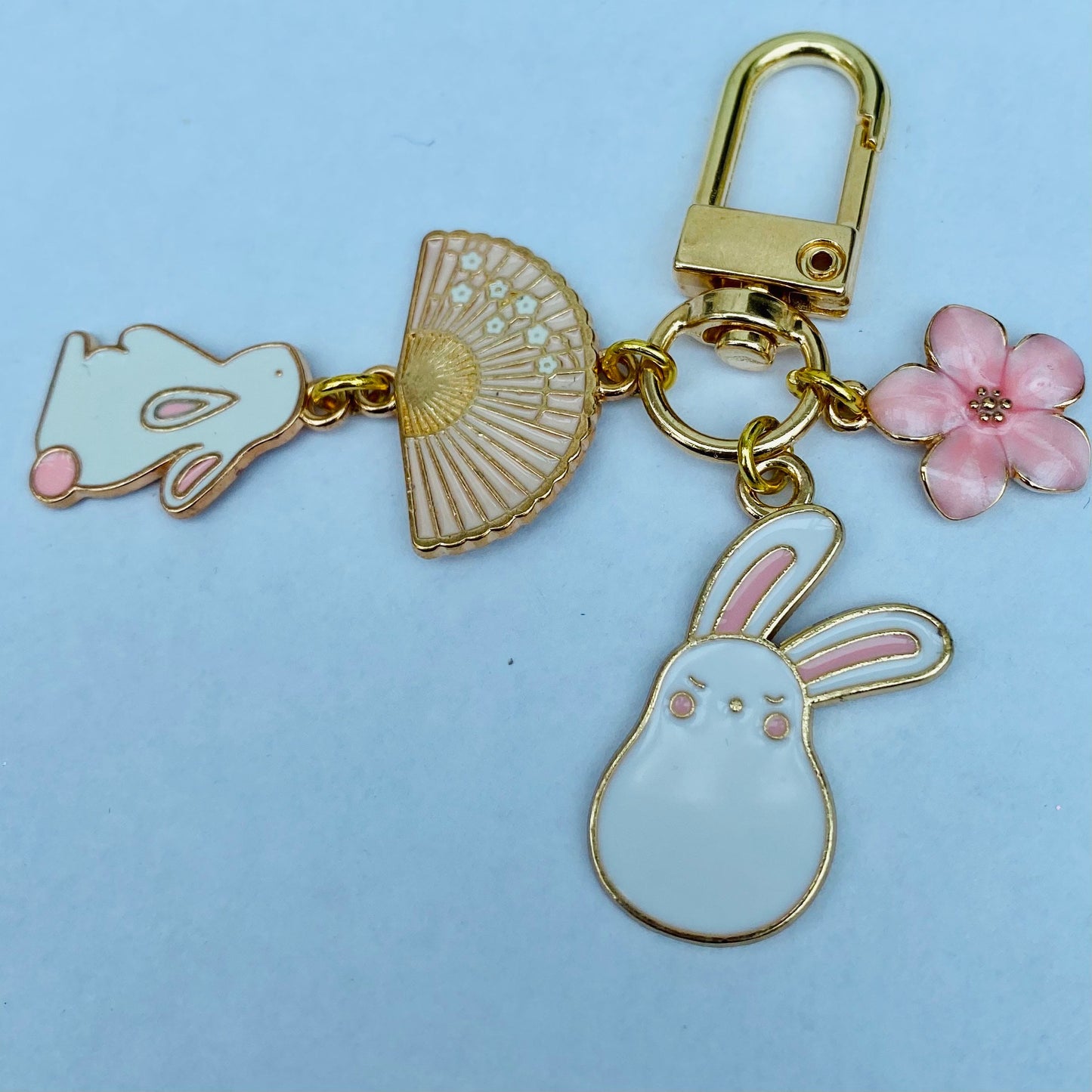 Anime Japanese moon bunny keyring fan sakura blossom keychain phone charm