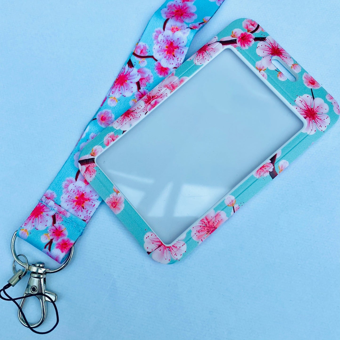 Kawaii ID badge holder sakura cherry blossom keyring credit card bus bank student bus pass lanyard case uni school campus travel anime