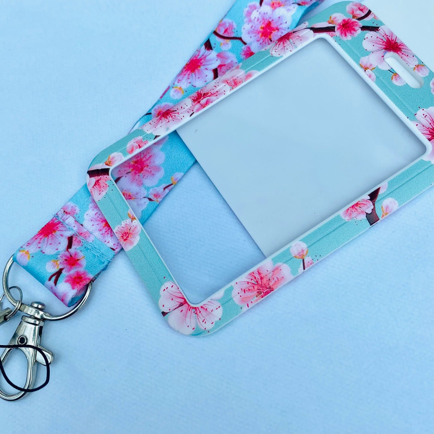 Kawaii ID badge holder sakura cherry blossom keyring credit card bus bank student bus pass lanyard case uni school campus travel anime