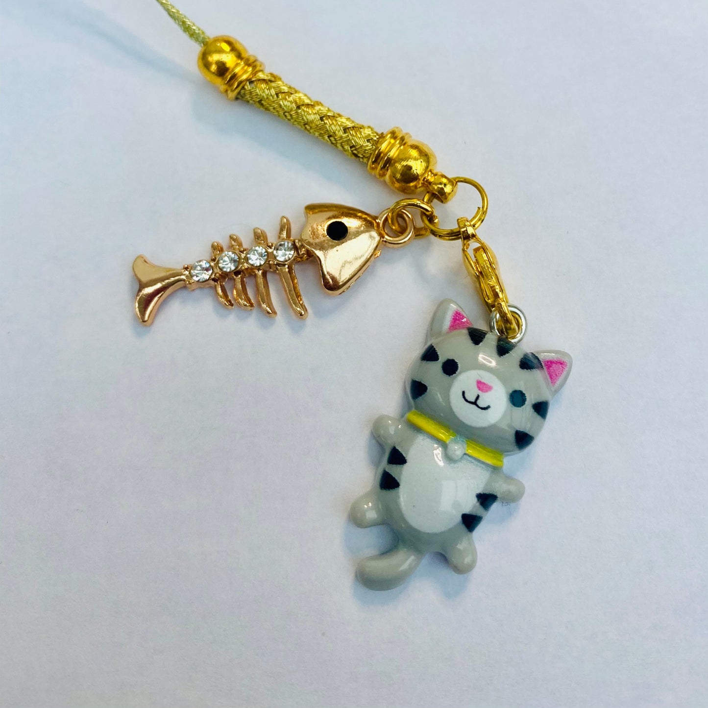 Phone charm anime kawaii cute cat fish dust plug /phone hanger/ cat keyring /keychain tablet phone laptop cell lanyard pencil case zip bag