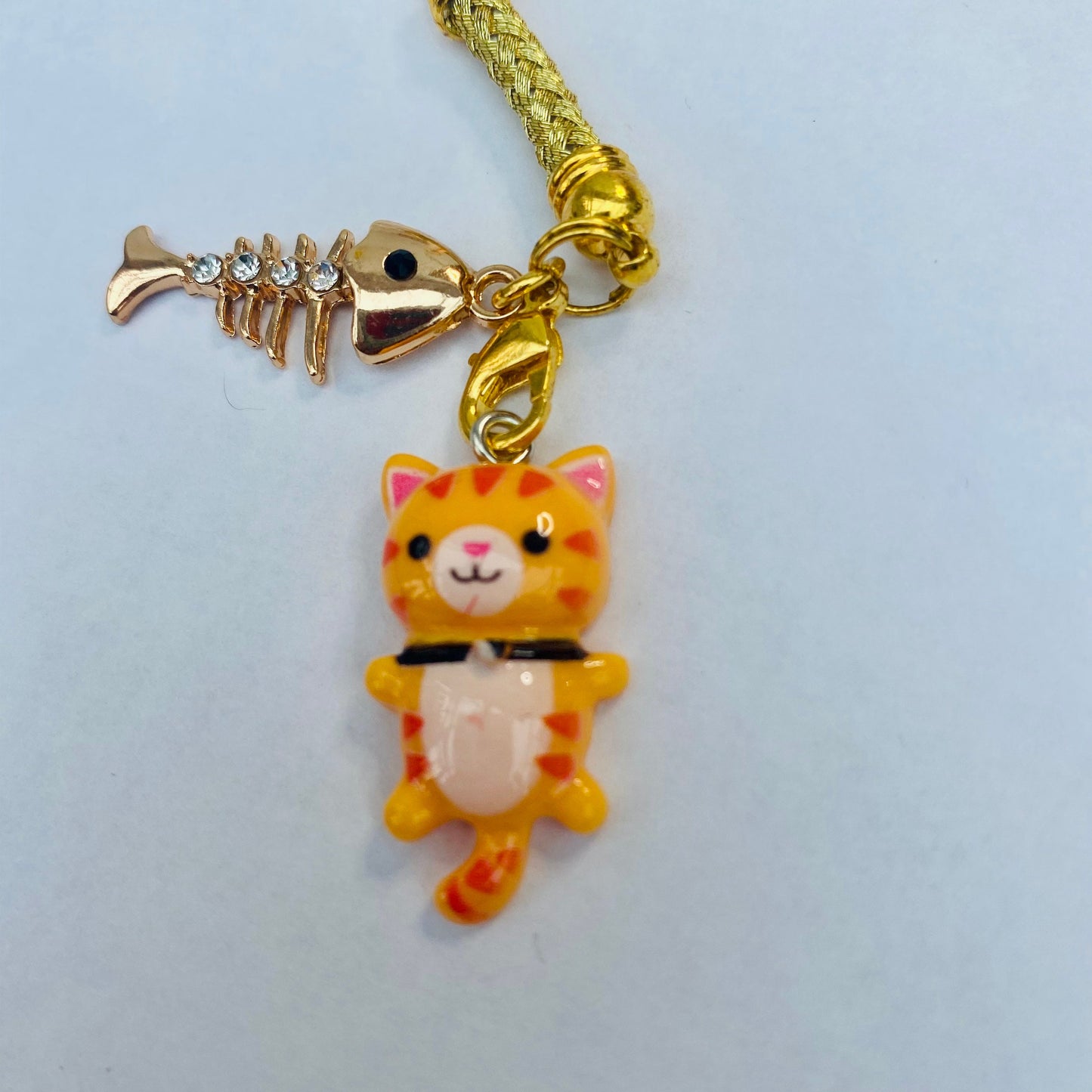 Phone charm cat  kawaii cute cat fish dust plug /phone hanger/ keyring /keychain tablet phone laptop cell lanyard pencil case zip bag