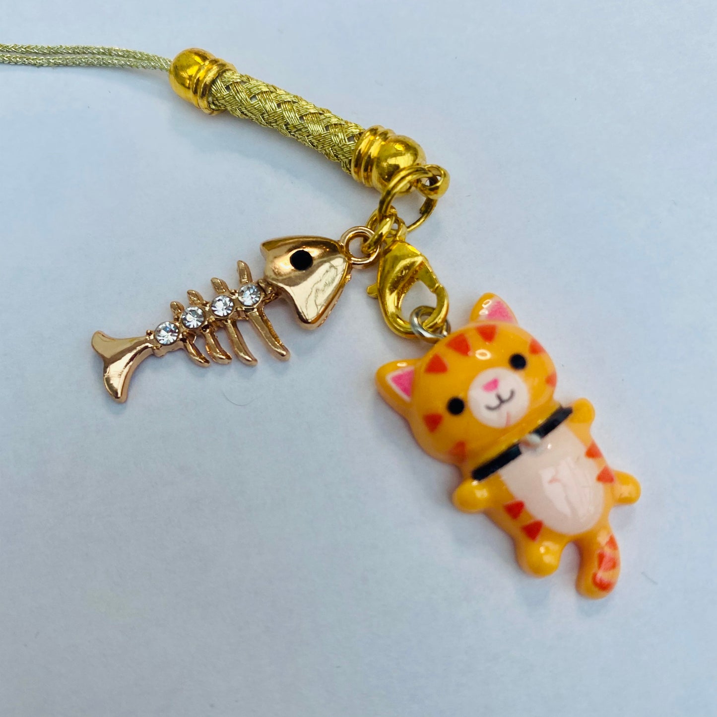 Phone charm cat  kawaii cute cat fish dust plug /phone hanger/ keyring /keychain tablet phone laptop cell lanyard pencil case zip bag