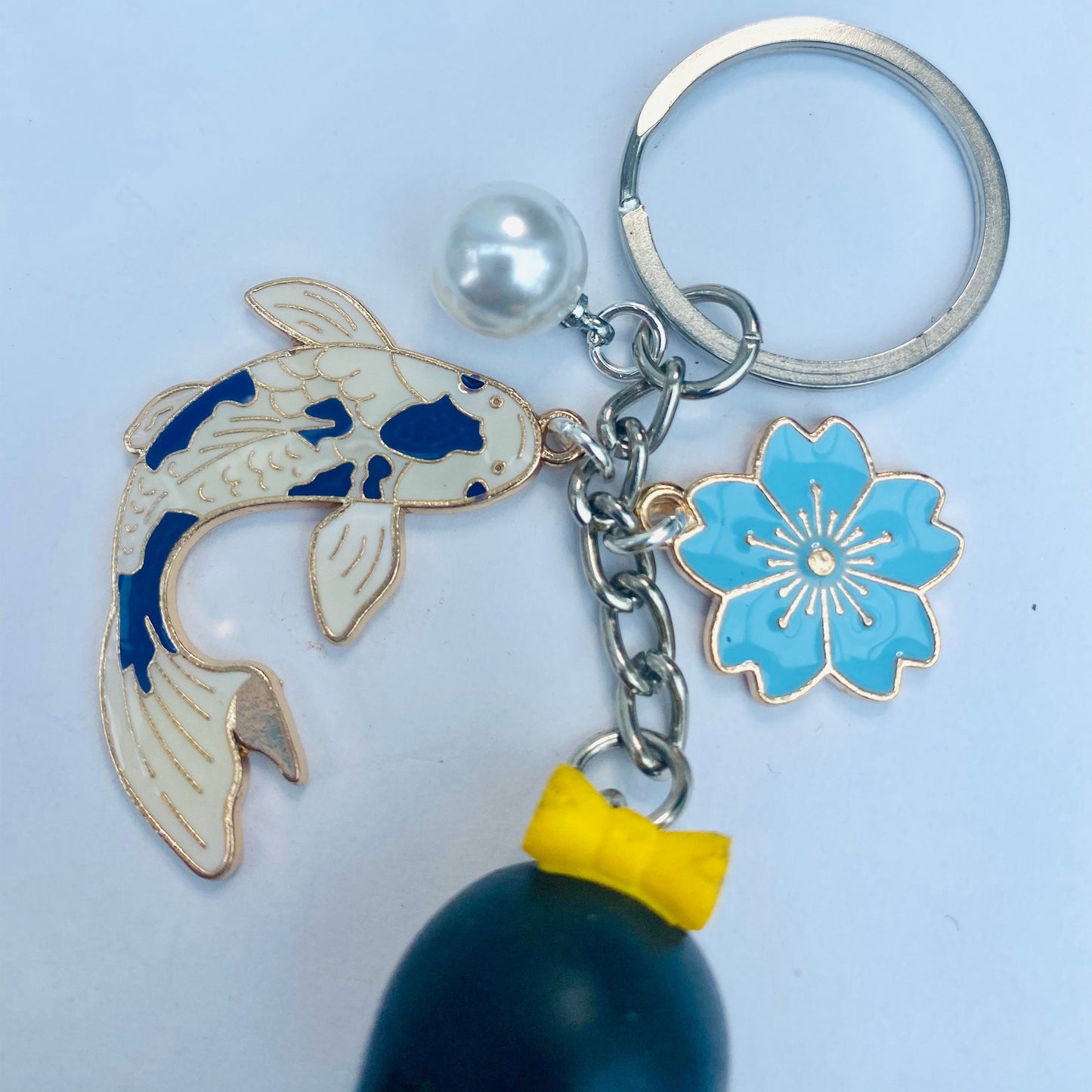 Japanese kokeshi keychain doll Sakura koi charms keyring bag accessory