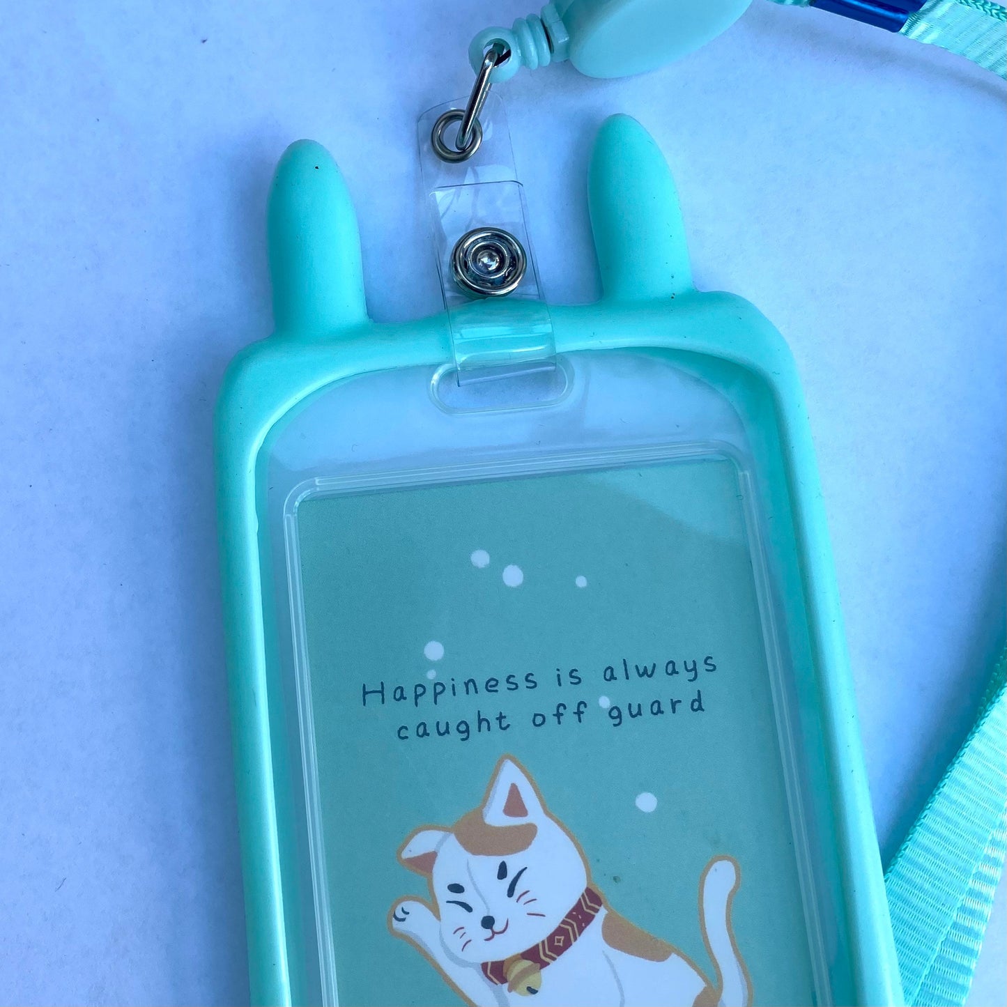 Kawaii ID badge holder travel pass anime ears bus bank card cover work card cute cat ears