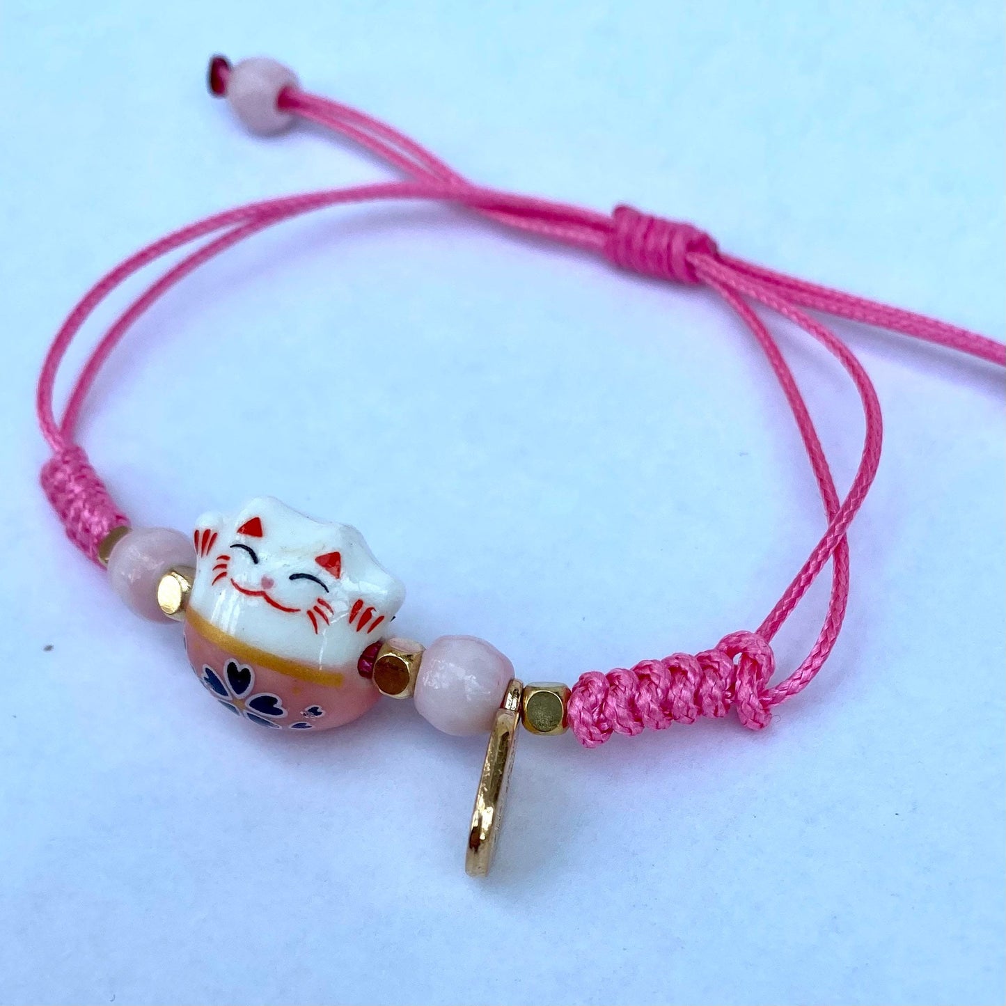 Lucky fortune maneki Neko bracelet, cat charm rope cord surfer bracelet wrist decoration