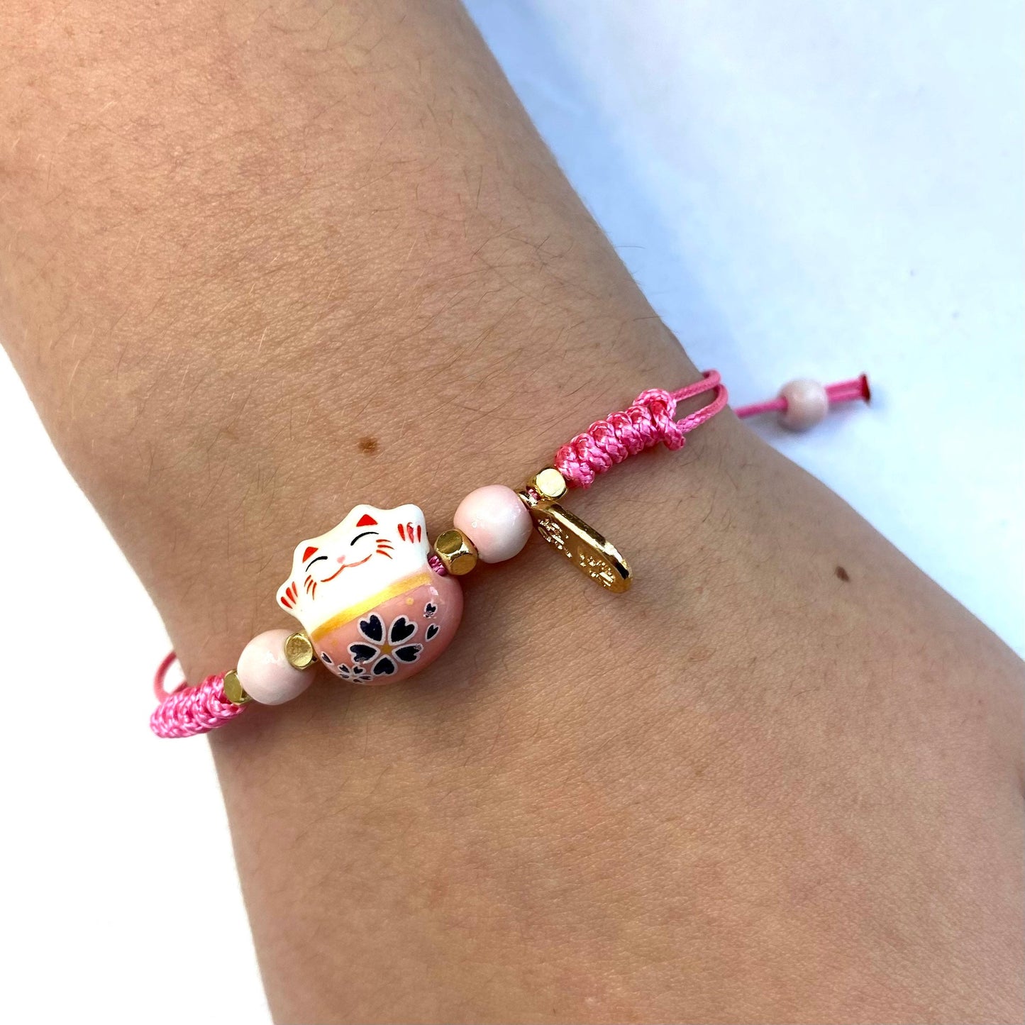 Lucky fortune maneki Neko bracelet, cat charm rope cord surfer bracelet wrist decoration