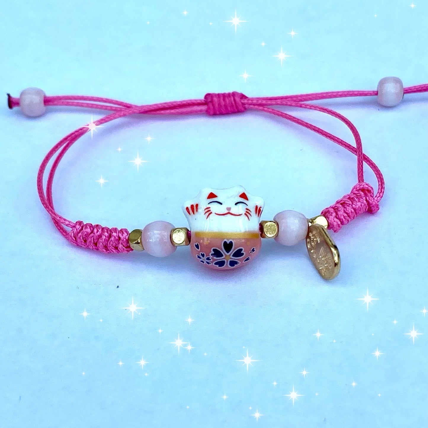 Lucky fortune maneki Neko bracelet, cat charm rope cord surfer bracelet wrist decoration