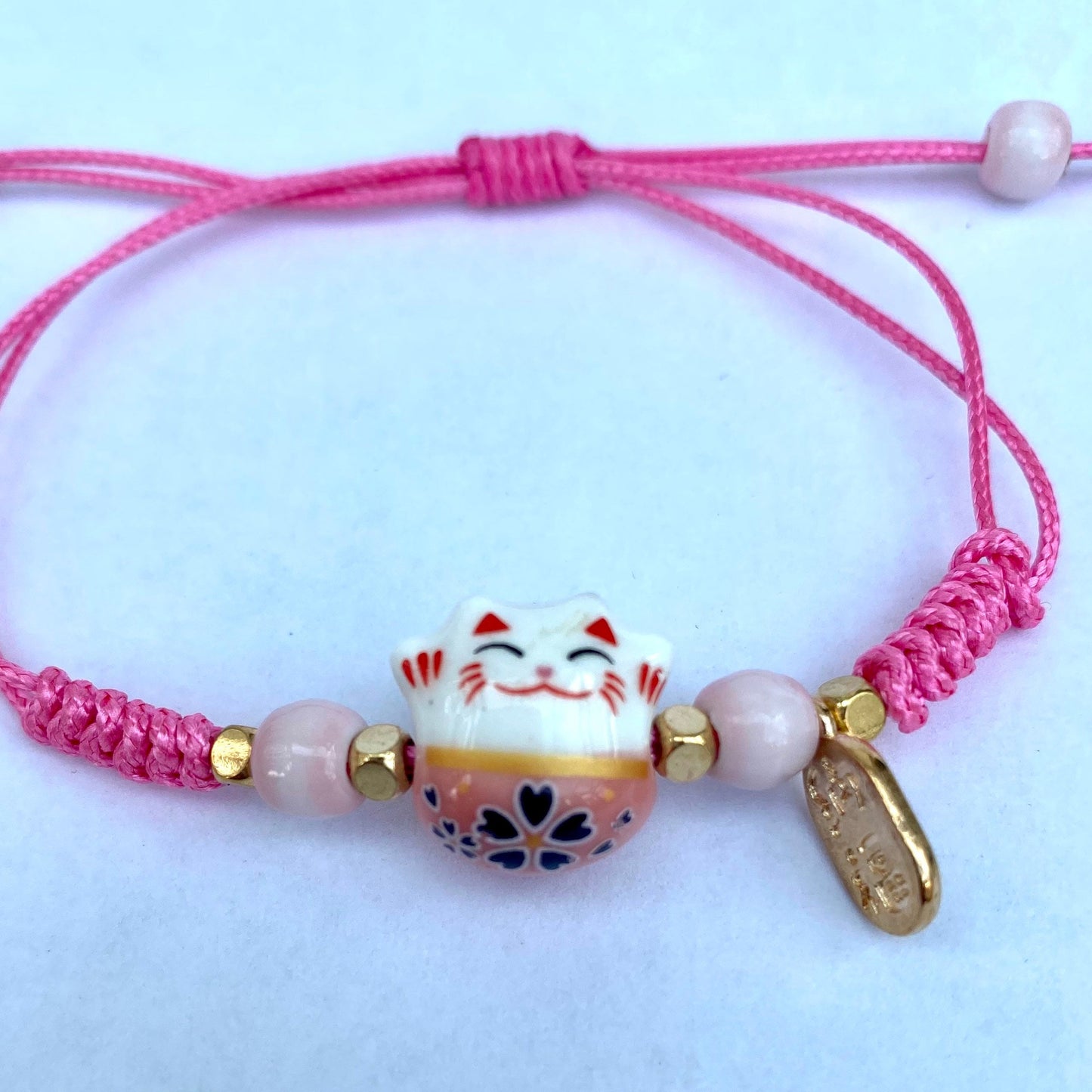 Lucky fortune maneki Neko bracelet, cat charm rope cord surfer bracelet wrist decoration