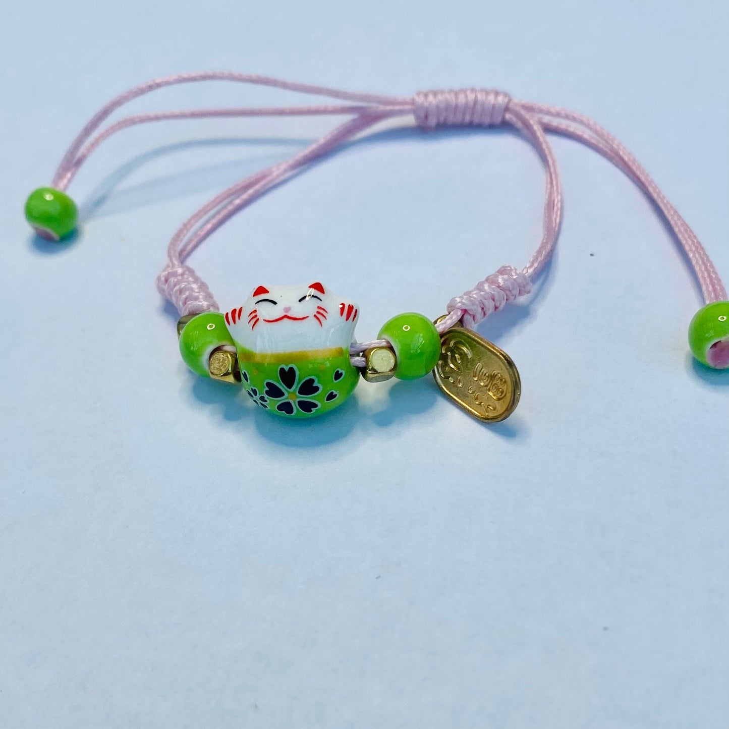 Lucky Maneki Neko fortune cat charm rope braid bracelet  wrist decoration lunar