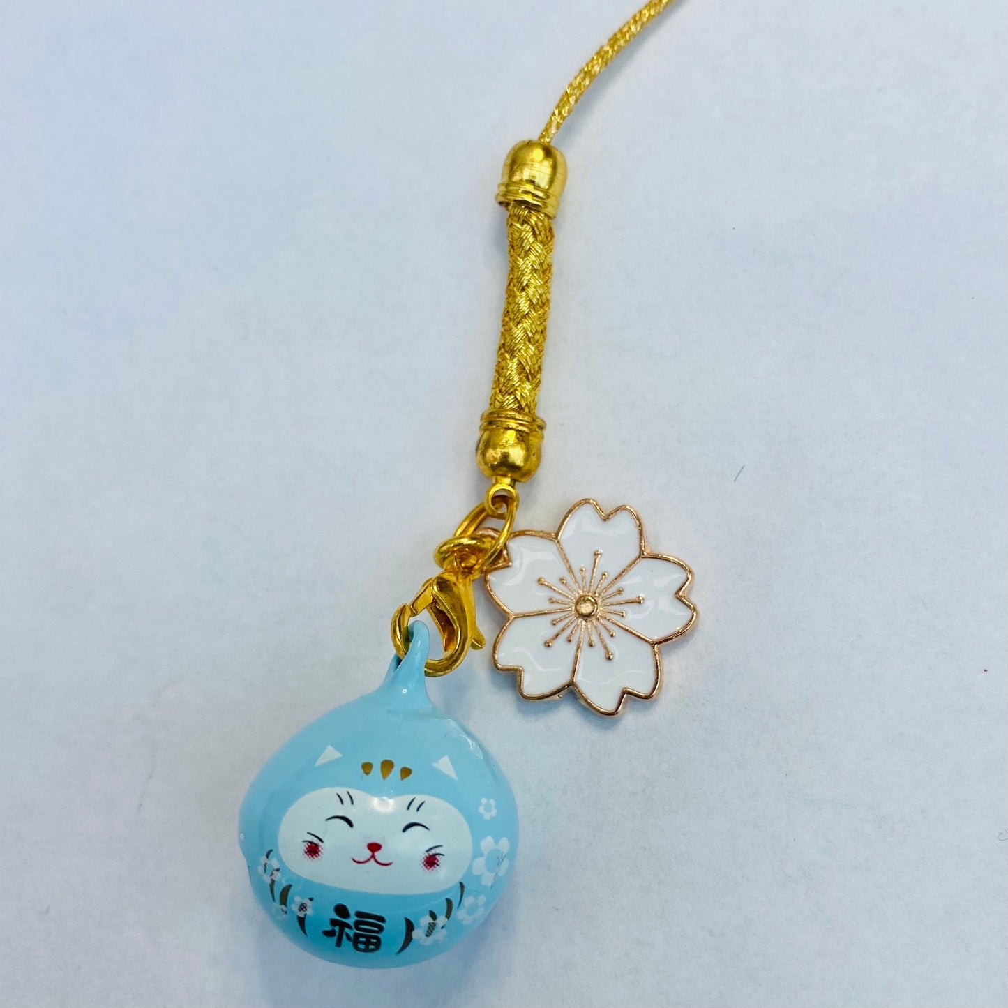 Phone charm japanese maneki neko bell daruma sakura flower waving lucky cat anime