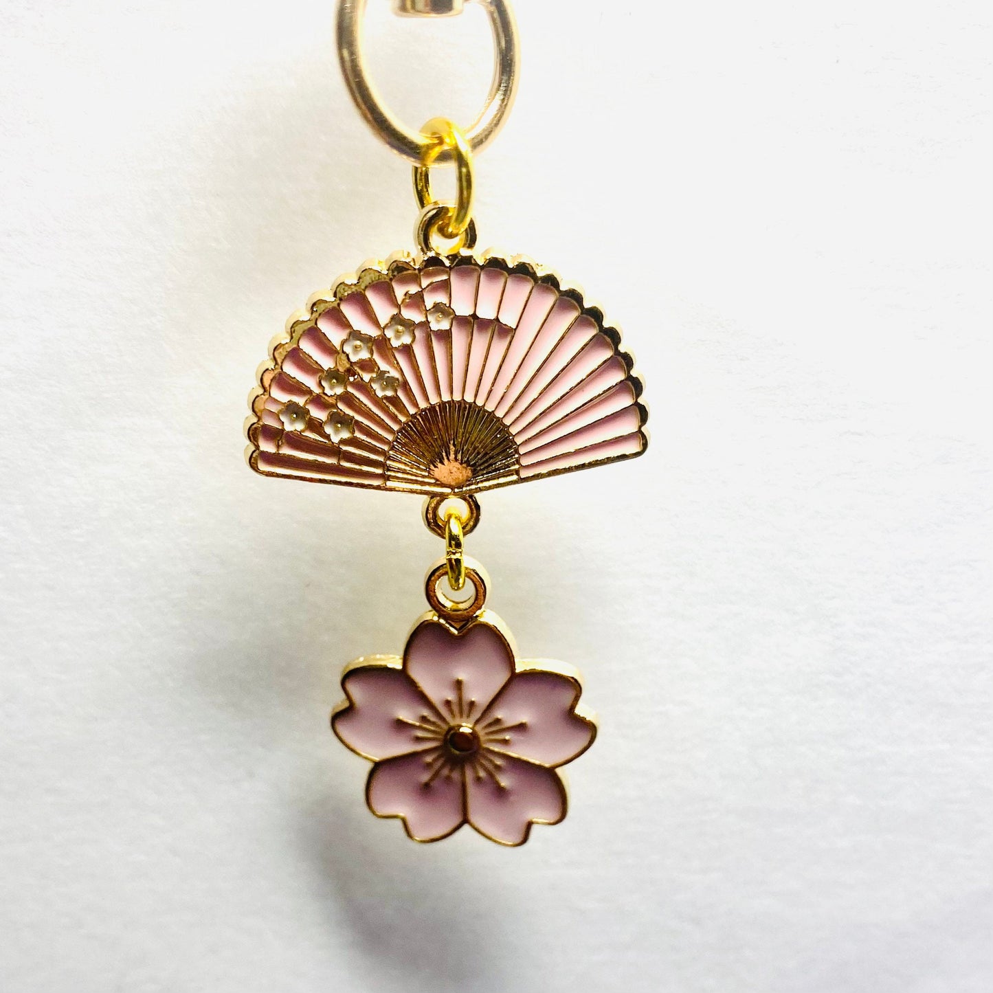 Japanese fan Sakura flower fan keyring phone case charm