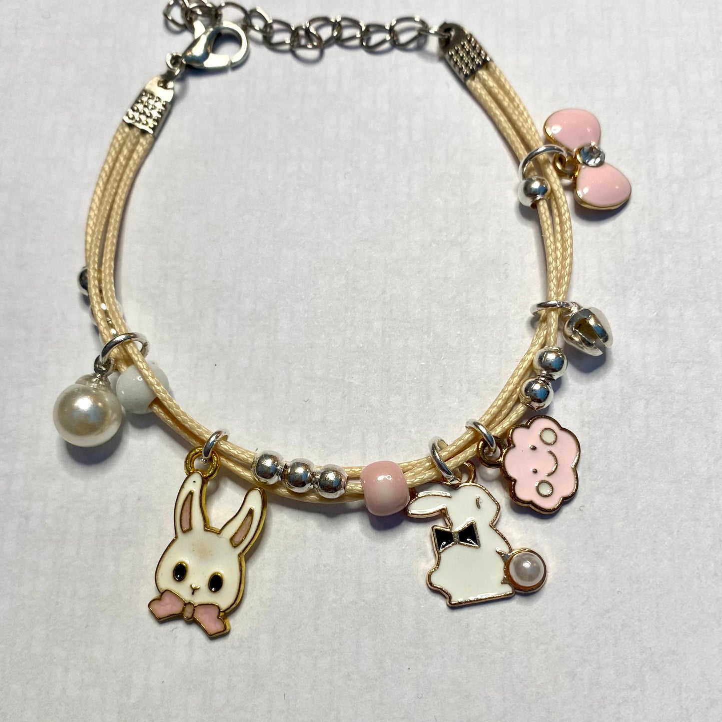 Kawaii bunny rope cord bracelet moon bunny charm string surf style bracelet