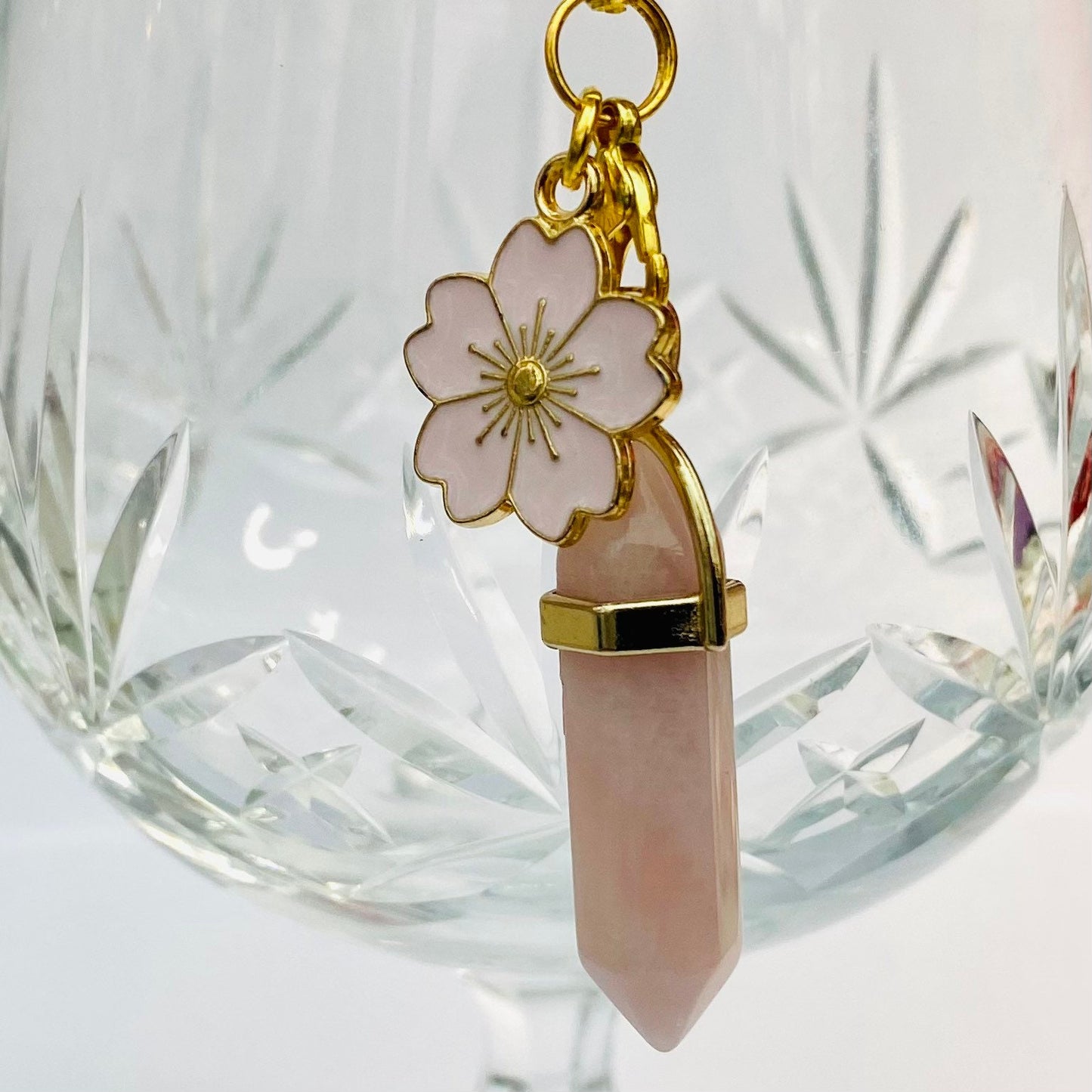 Phone charm crystal rose quartz lucky healing stone pillar phone case zen boho celestial