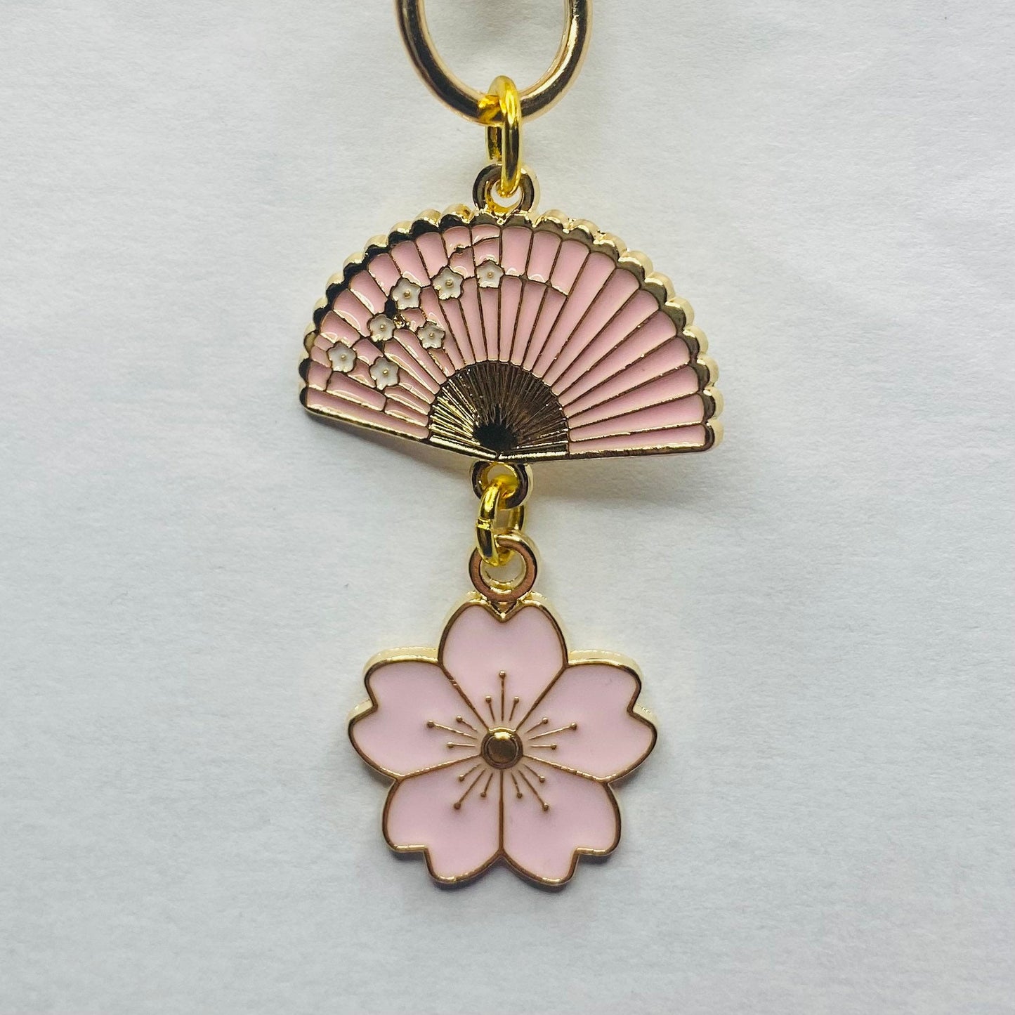 Japanese fan Sakura flower fan keyring phone case charm