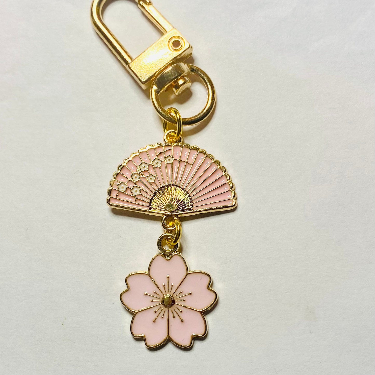 Japanese fan Sakura flower fan keyring phone case charm