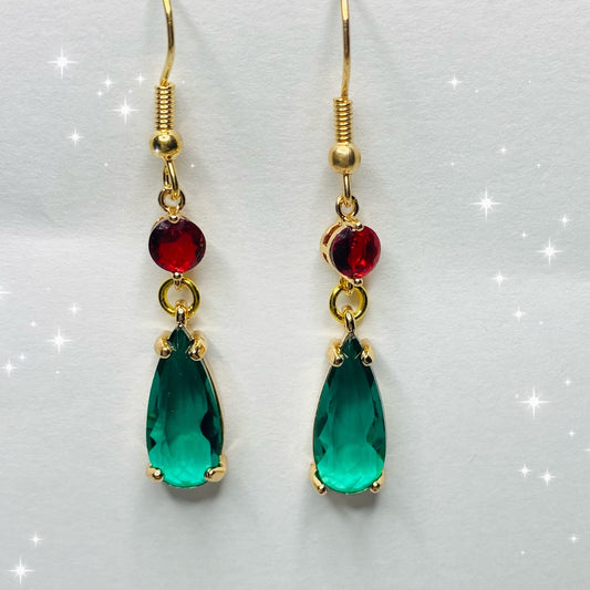 howls anime green red dangle earrings moving castle