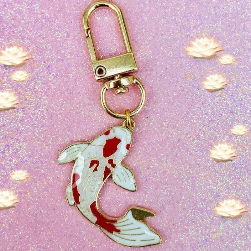 Keyring phone charm pod case clip Japanese style koi fish clip