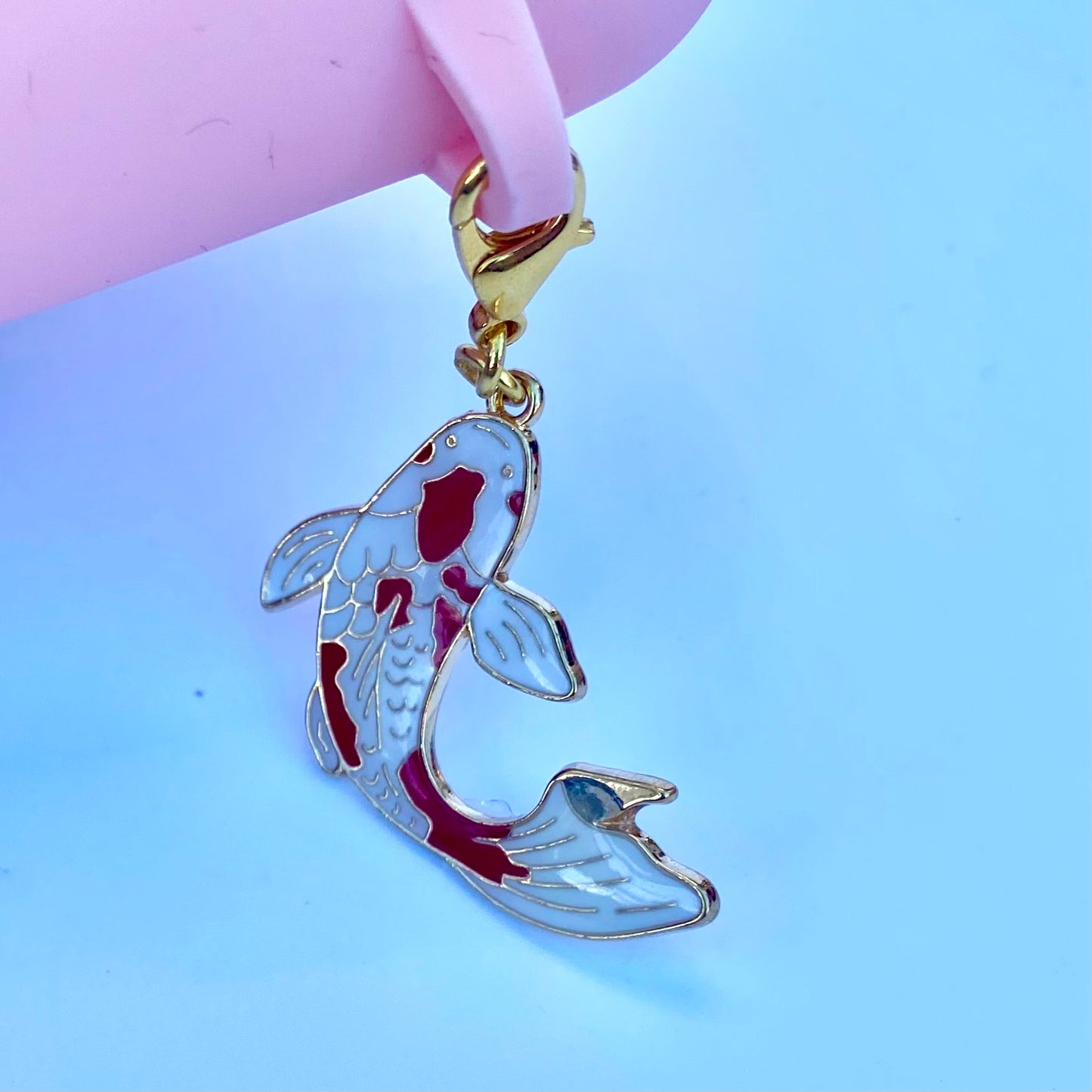 Keyring phone charm pod case clip Japanese style koi fish clip