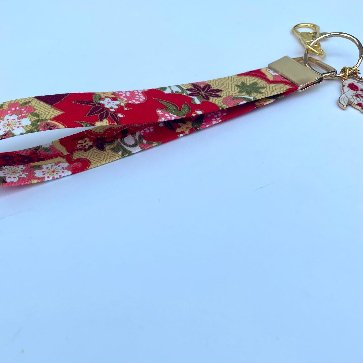 Japanese Sakura keychain wrist strap keyfob koi fish lanyard